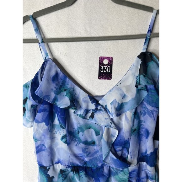 by and by Mini Floral Ruched Flutter Sleeve Dress Size Med NWT - Picture 9 of 9